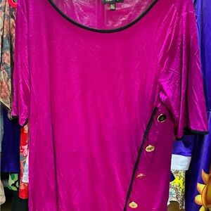 Melissa Paige Vibrant Magenta Blouse with Black Accents